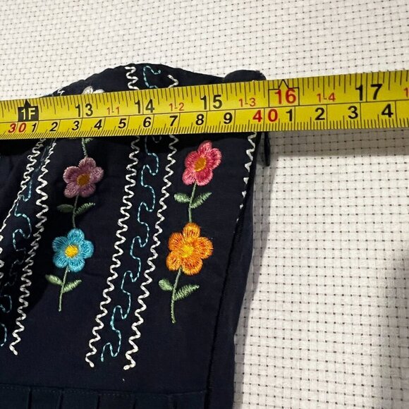 OBSTINACY Brazil Navy Blue Strapless Floral Embroidered Dress Size Large - Picture 7 of 13